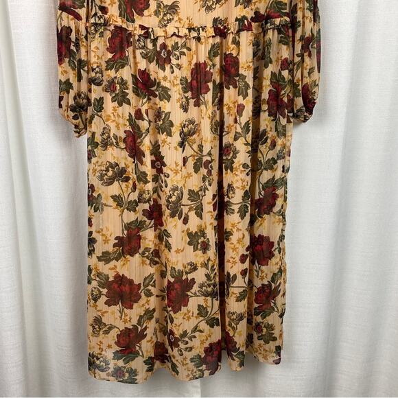 Zara Brown Floral Printed Bloggers Favorite Midi Dress Sz.S NWT - Picture 13 of 16